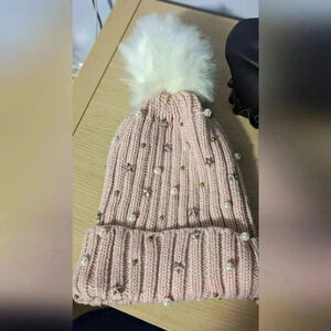 Madden NYC Pink Pompom Women's Winter Hat (Nwot)